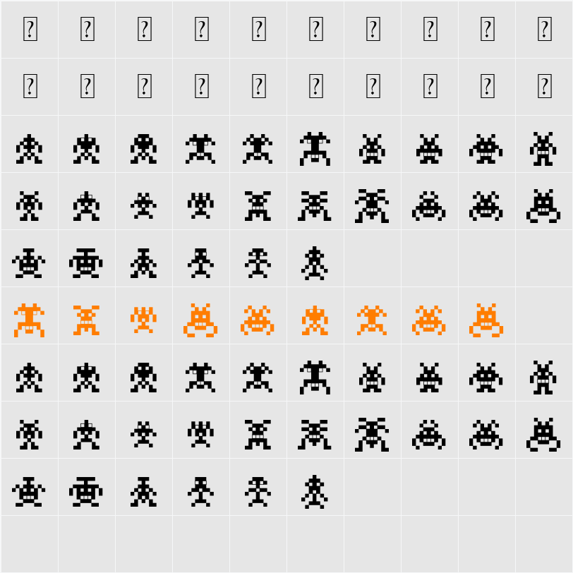 Binary Soldiers Character Map