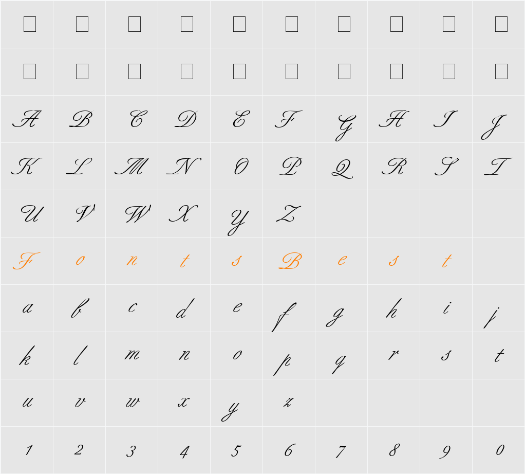BertholdScript Character Map