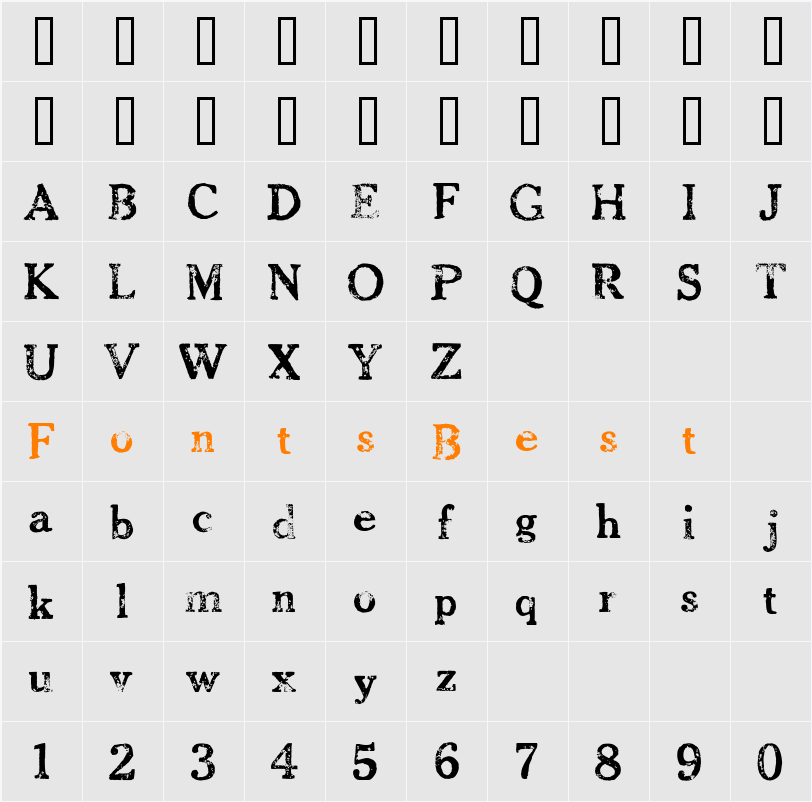 CheltPressLight Character Map