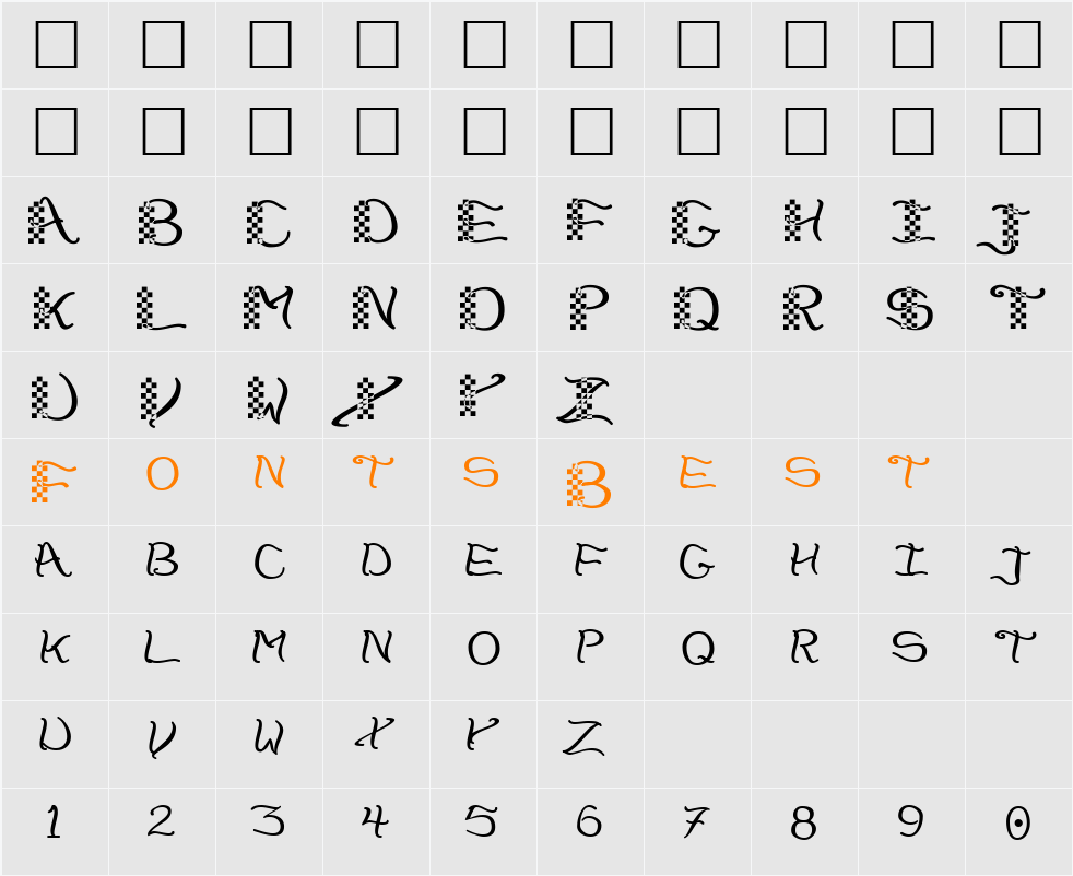 CheckerHat Character Map