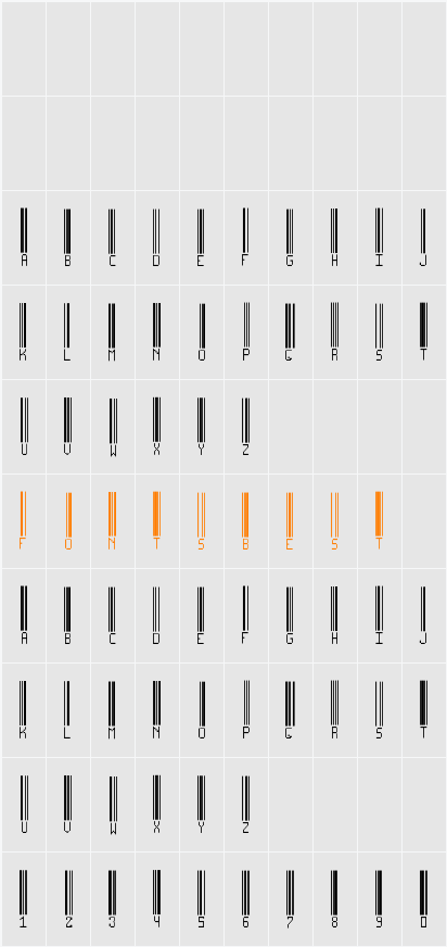 BARCODE TFB Character Map