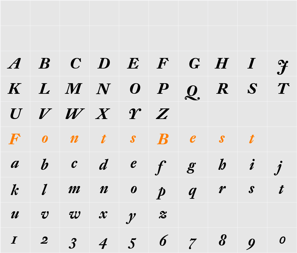 DTL Fleischmann Character Map