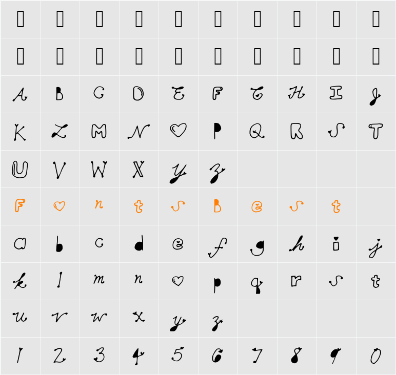 MollyMFont Character Map