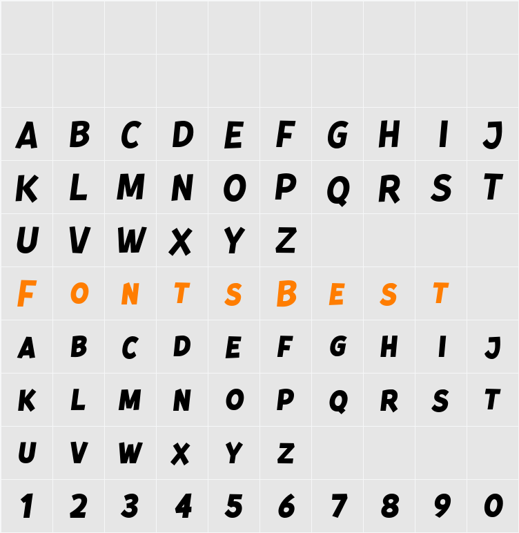 Kurri Island Caps Italics Character Map
