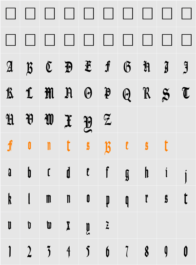 AuthurFont110 Character Map