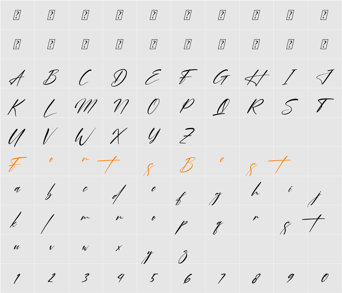 Blendstera Character Map