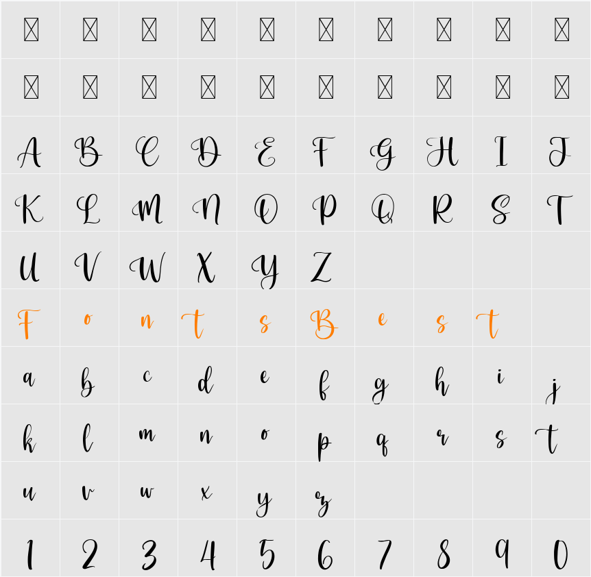 Berthalisa Character Map