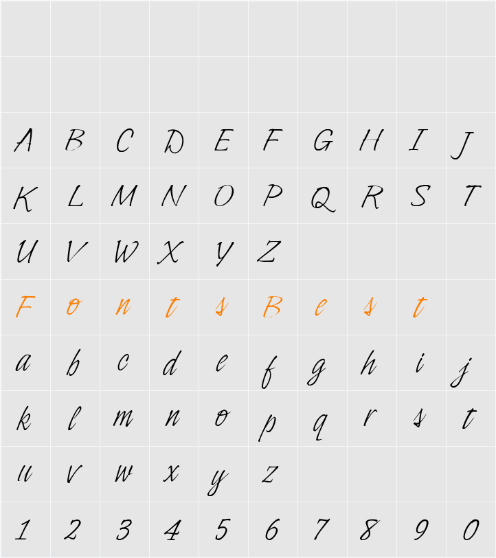 Indy Italic Character Map