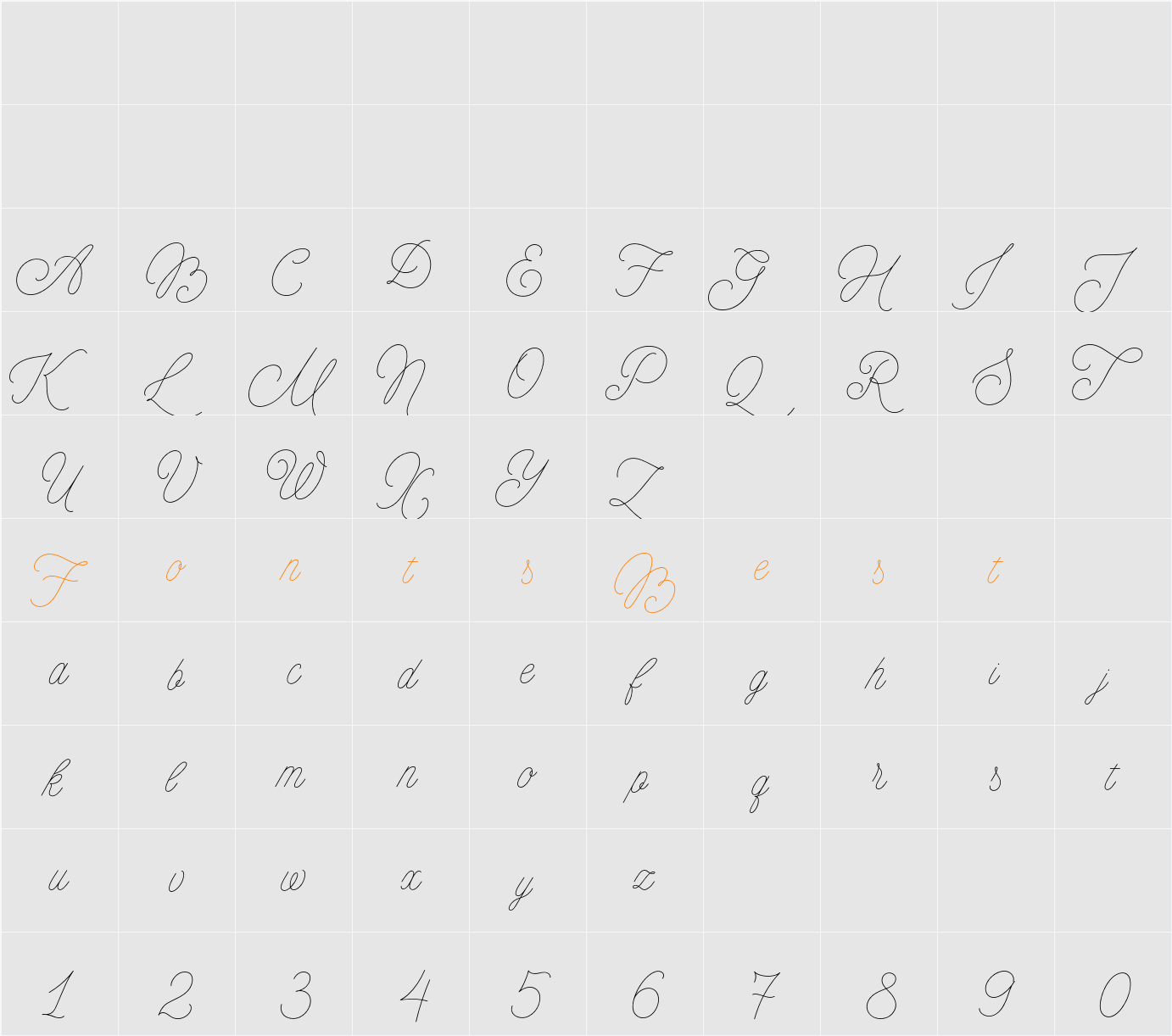MADE Florence Script Character Map