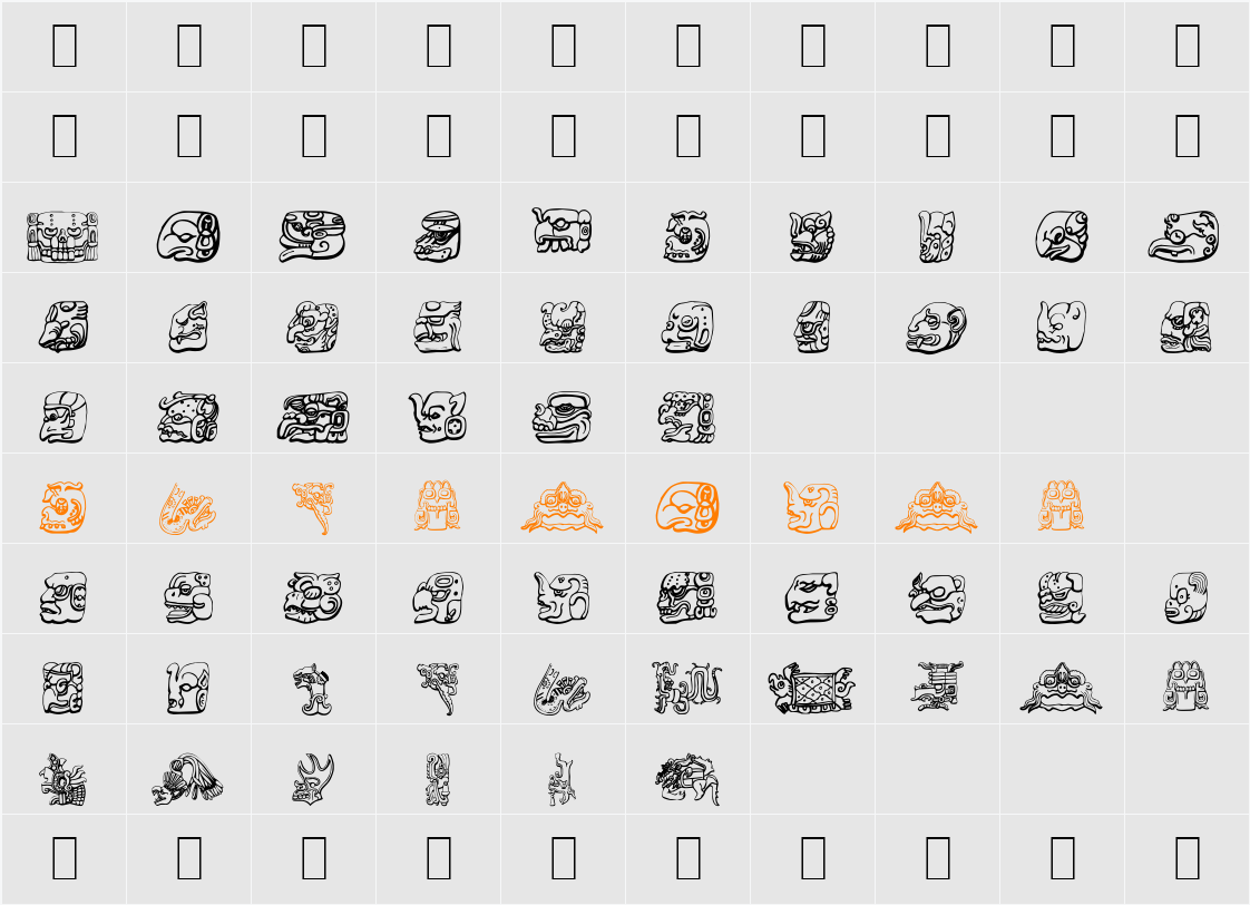 Mayan Character Map