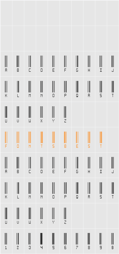 Another barcode font Character Map