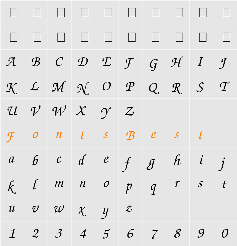 Chancery Script SSi Character Map