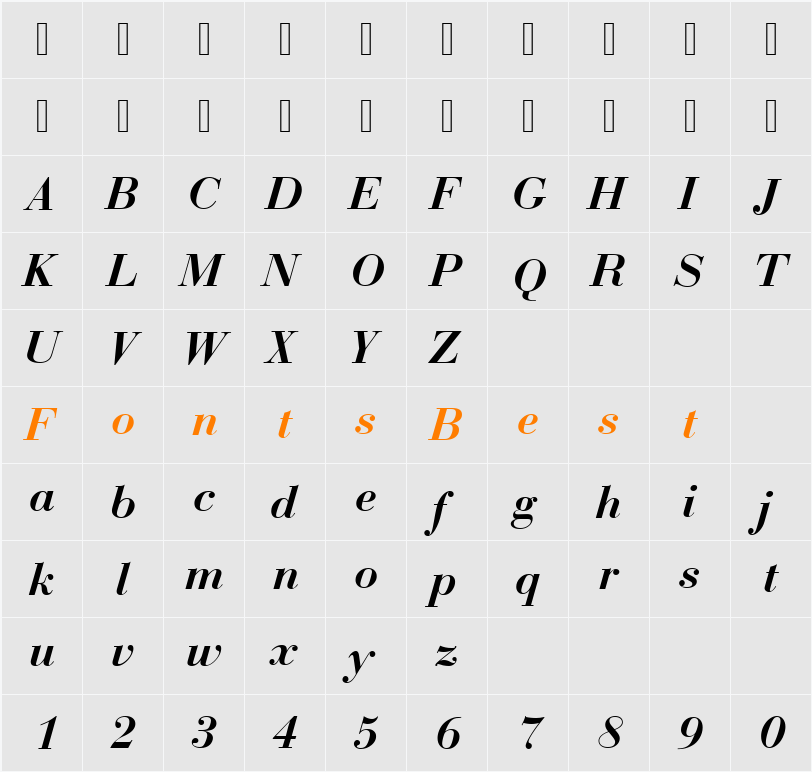 BauerBodDEEDemBol Character Map