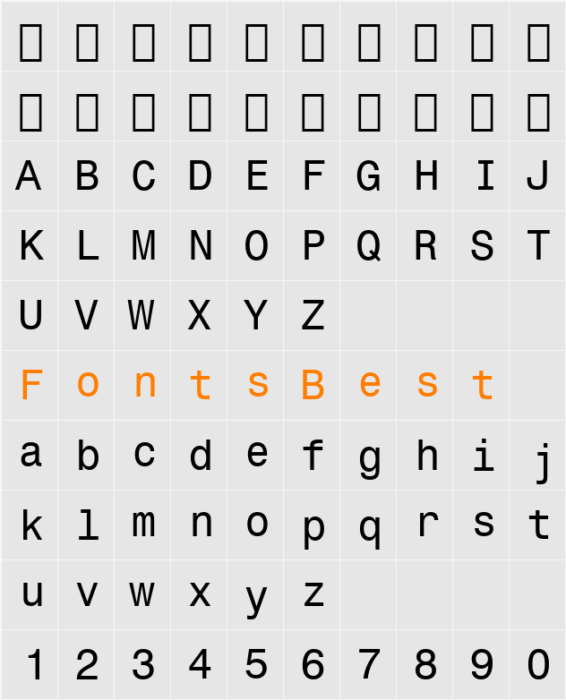 Monospac821 BT Character Map