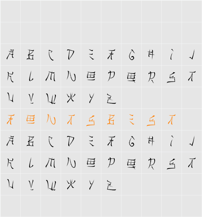 Brushido Character Map