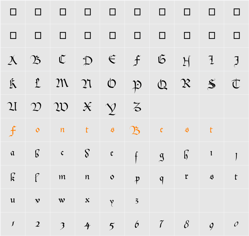 Bastarda Character Map