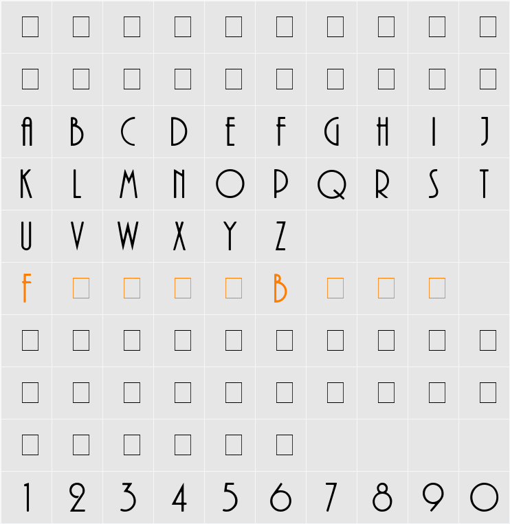 Aprille Display Caps SSi Character Map