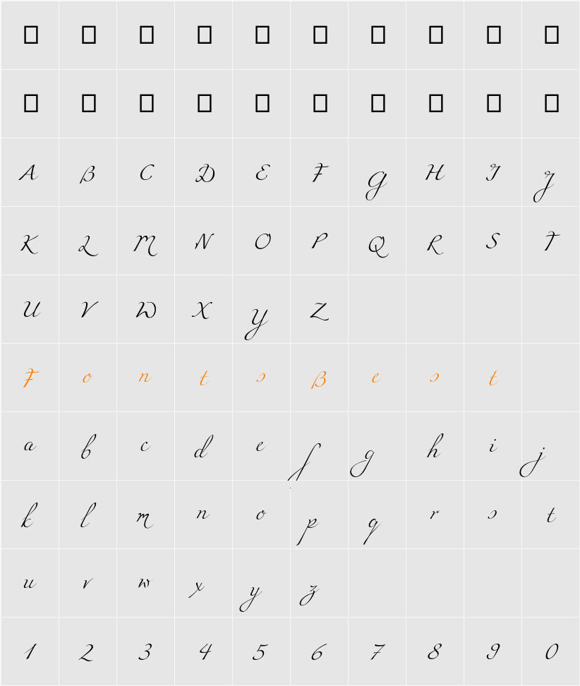 Miama Character Map
