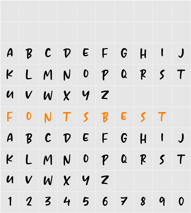 BOUNCY Character Map