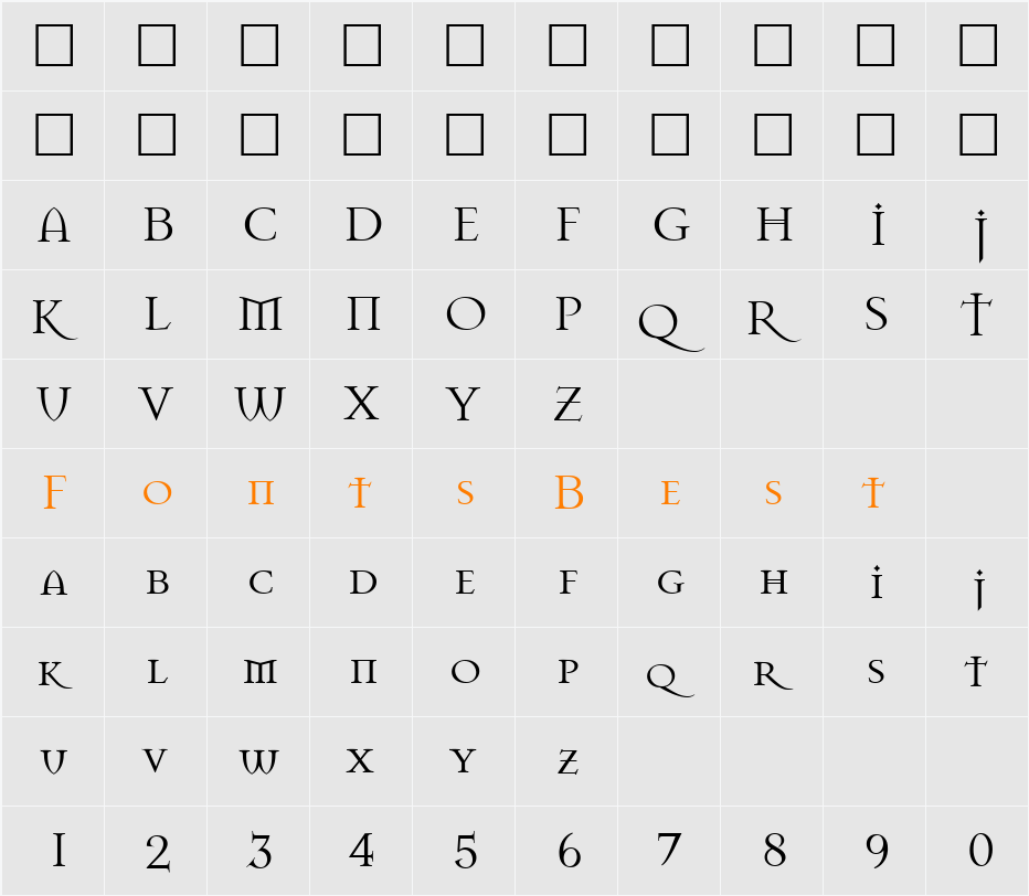 Mason Character Map