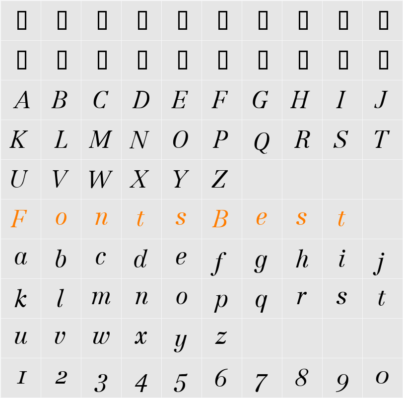 CenturyRepriseLightOSSSi Character Map