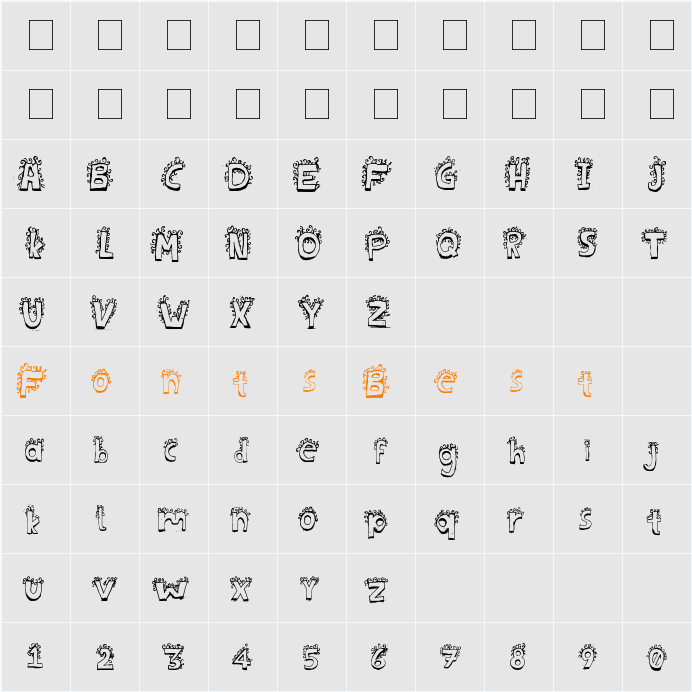 Bicho* Character Map