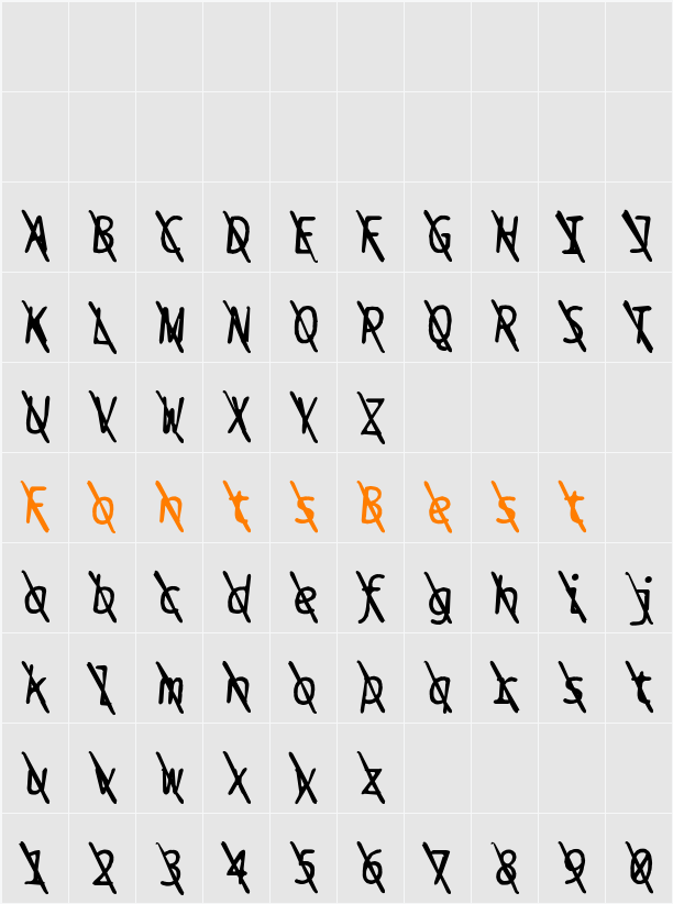 BPtypewriteDamagedSlashed Character Map