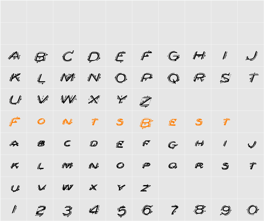 Berserker Expanded Italic Character Map
