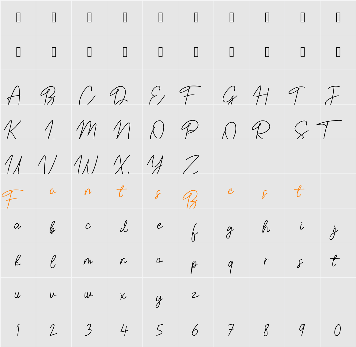 Belinday Character Map