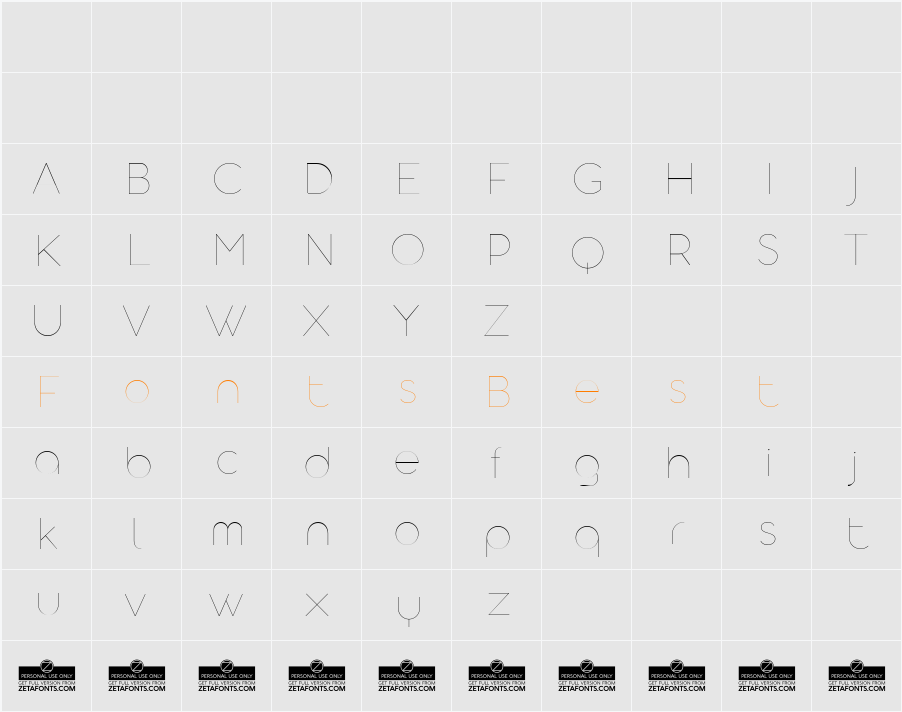 Aristotelica Display Trial Character Map
