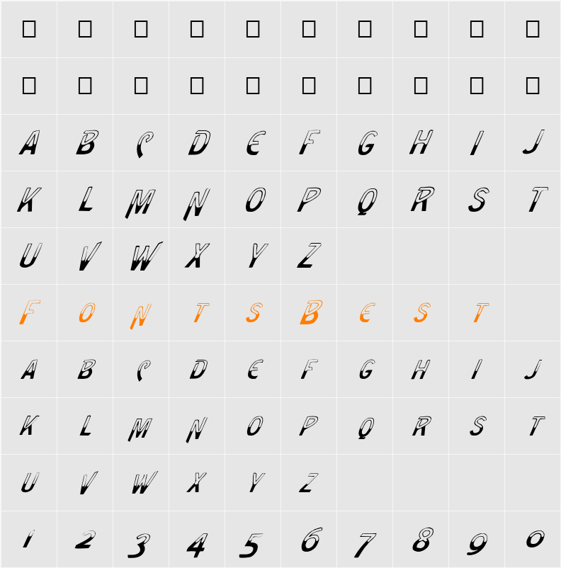 FZ UNIQUE 4 ITALIC Character Map