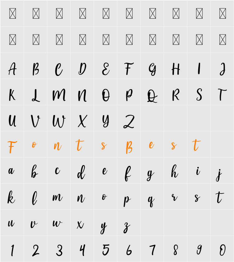 Alfia Personal Use Character Map