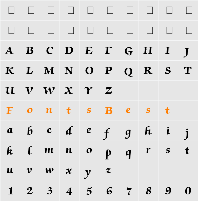 Chancery Script Black SSi Character Map