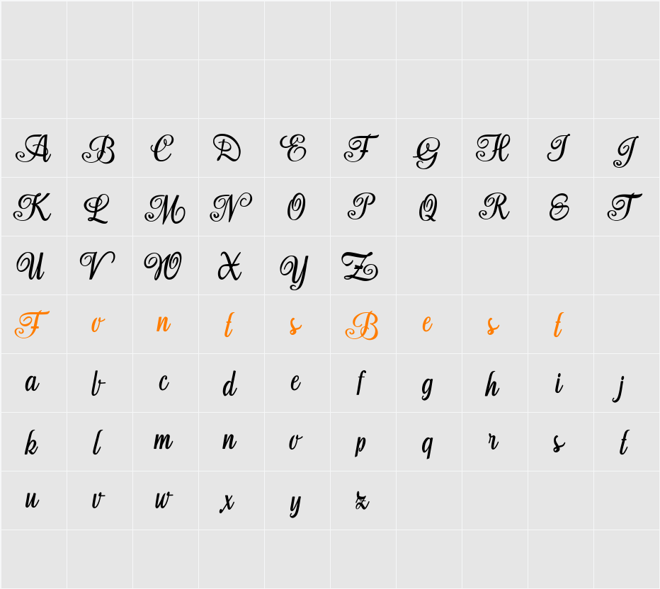 Aromabar Personal Use Character Map