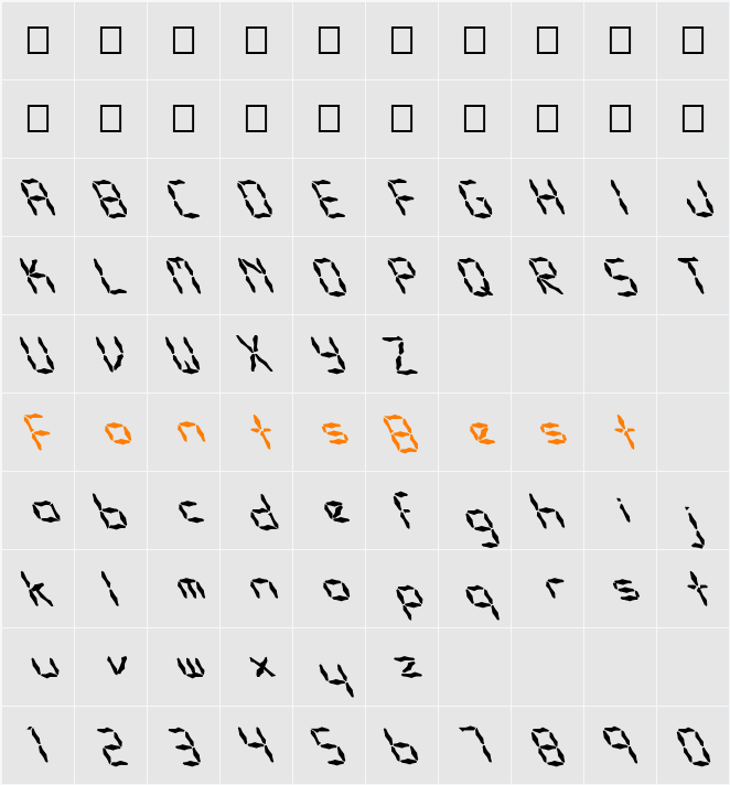 FZ WACKY 32 LEFTY Character Map