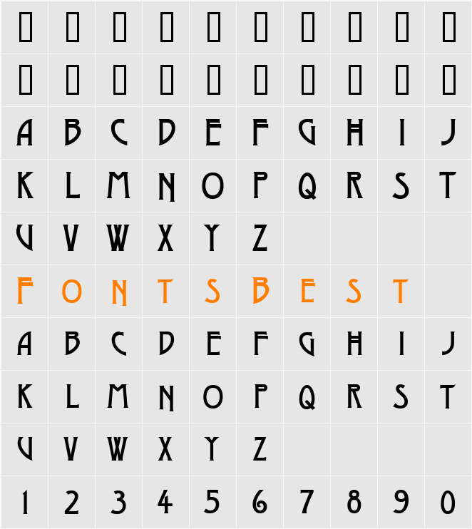 Moderno One Character Map