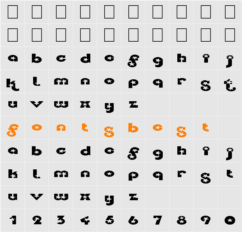 FZ UNIQUE 34 EX Character Map