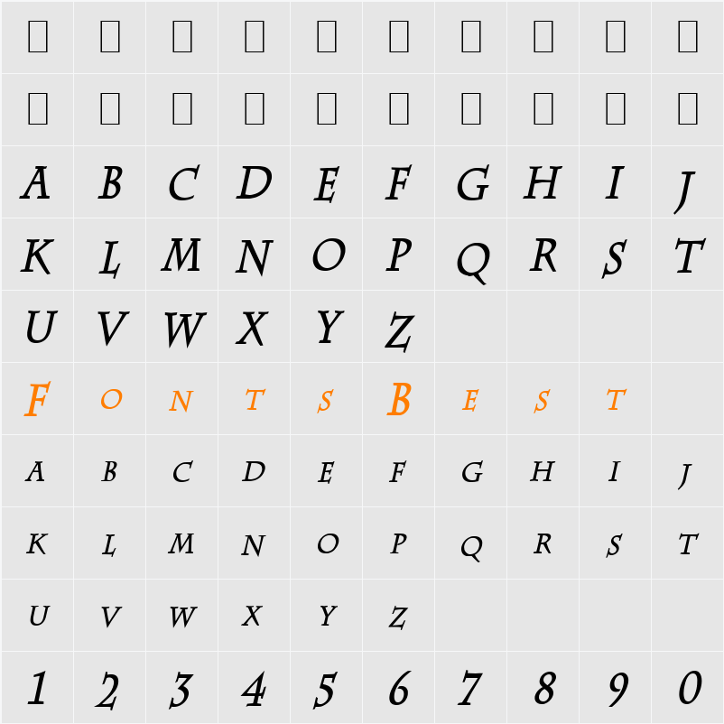 Chaz-Condensed Character Map