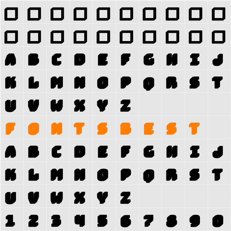 Bungee Layers Shade Character Map