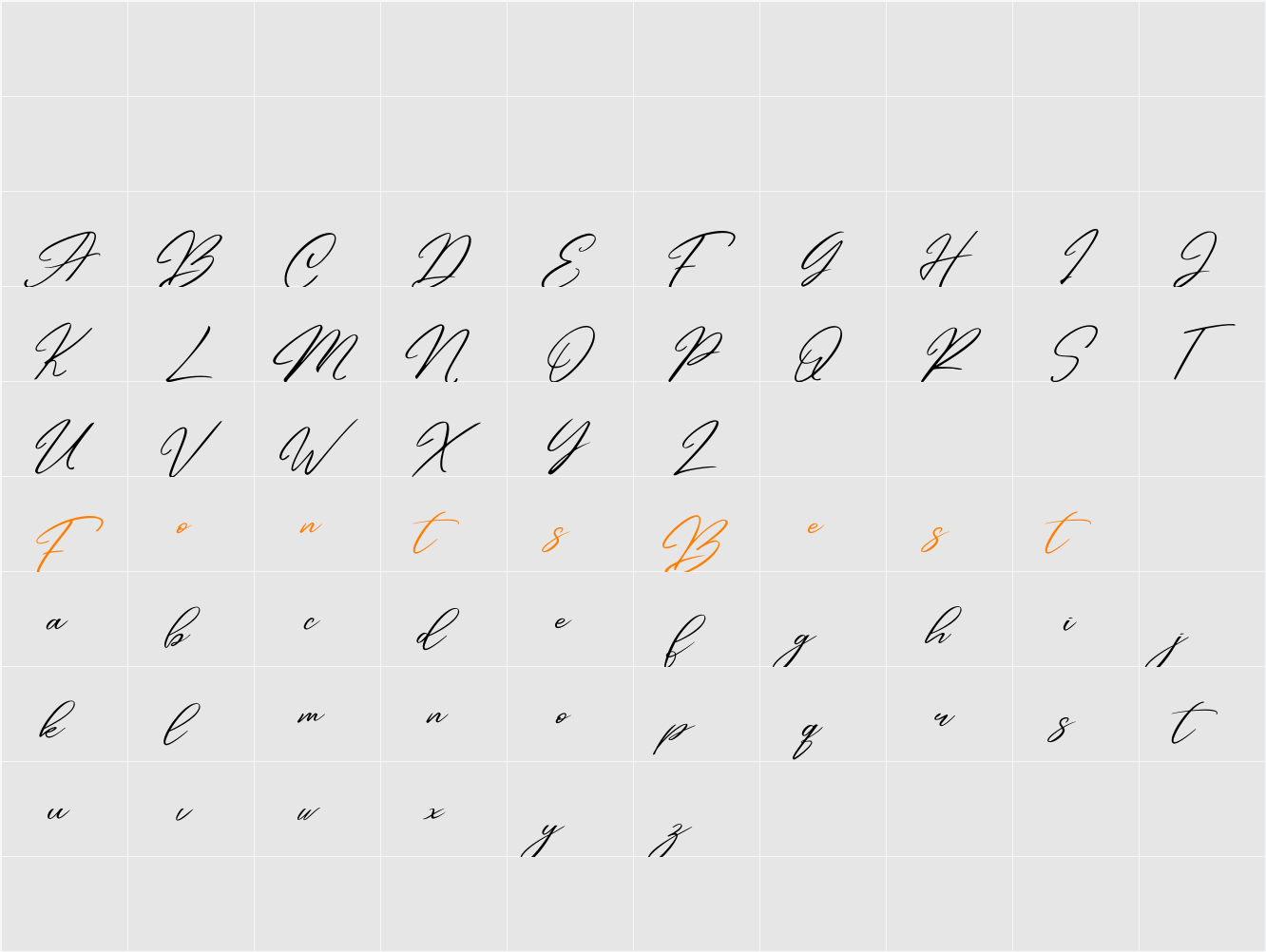 Andasia Character Map