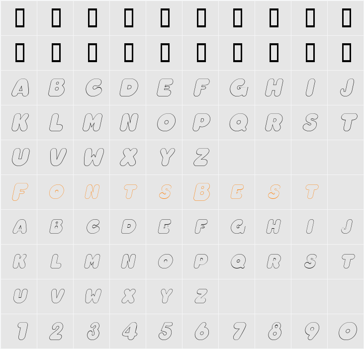 ChubbyOutline Character Map