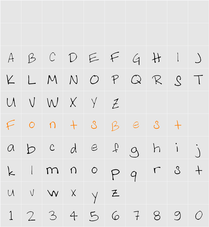 AS Melanie Handwritting Character Map