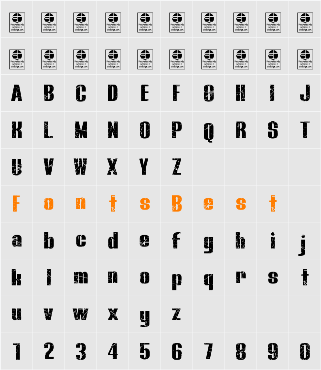 BLUEFISH SCRATCHED Demo Character Map