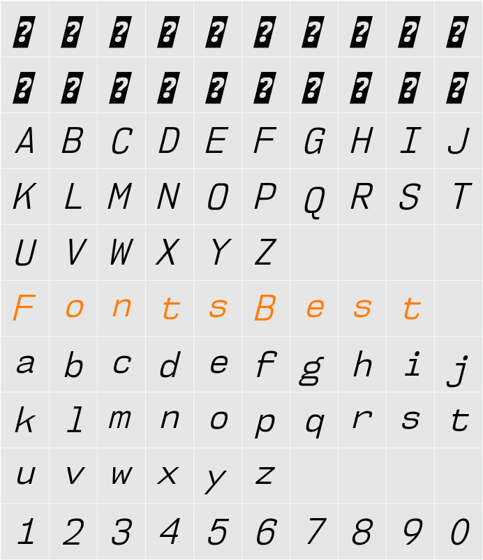 NK57 Monospace Sc Bk Character Map