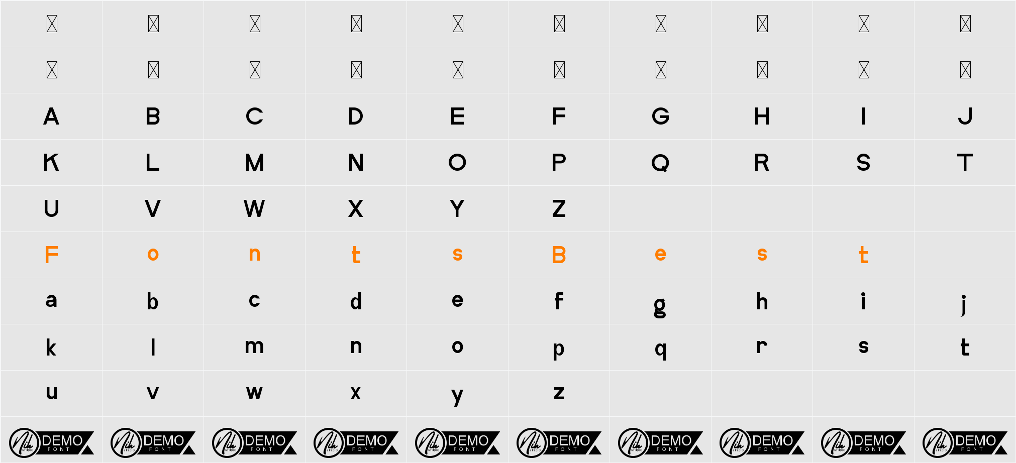 Boreland Demo Character Map