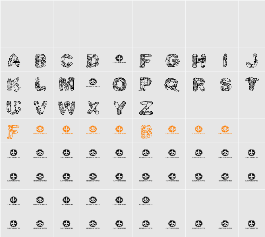 MotorPiecesDEMO Character Map