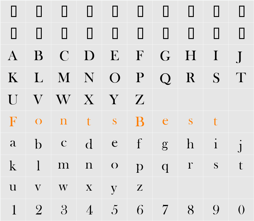 Baskerville-Old-Face Character Map