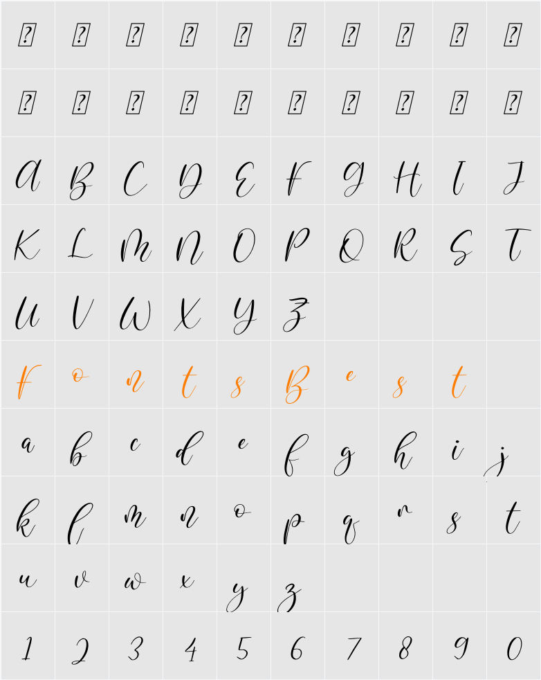Blandita Character Map