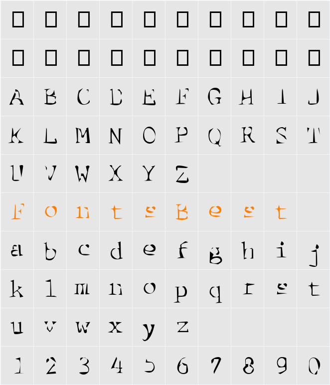 DTCDirtyM41 Character Map