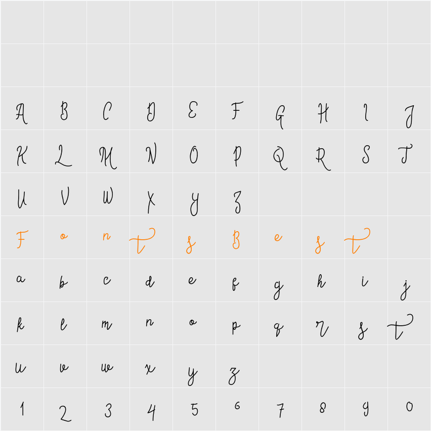 Contento Script Character Map